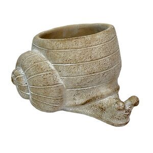 Cement Snail Planter Natural Textured Indoor Pot 10.5 Inch Tabletop Decor